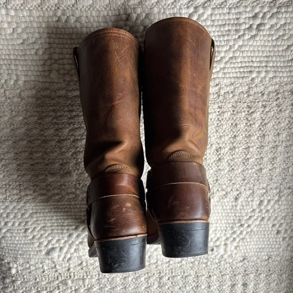 frye harness 12R tan brown distressed leather biker moto boots sz 11 - Picture 10 of 14